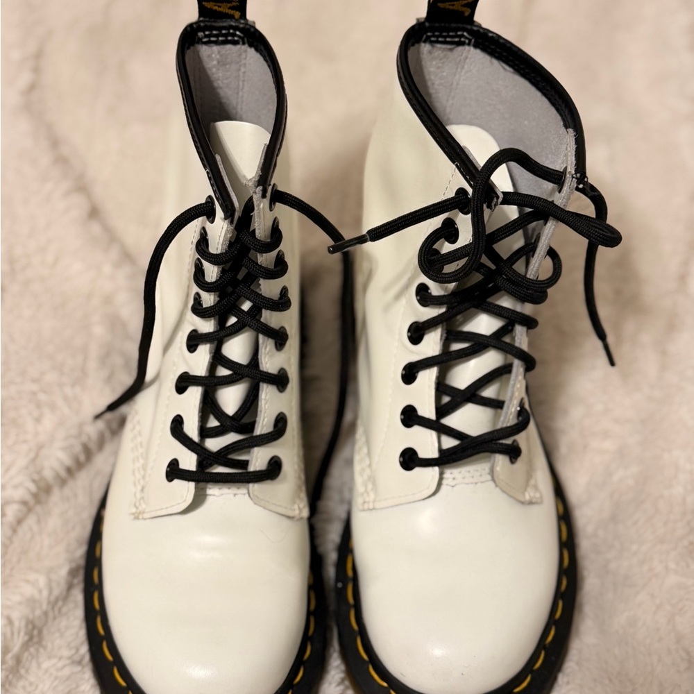 Dr. Martens White Lace-Up Combat Boots